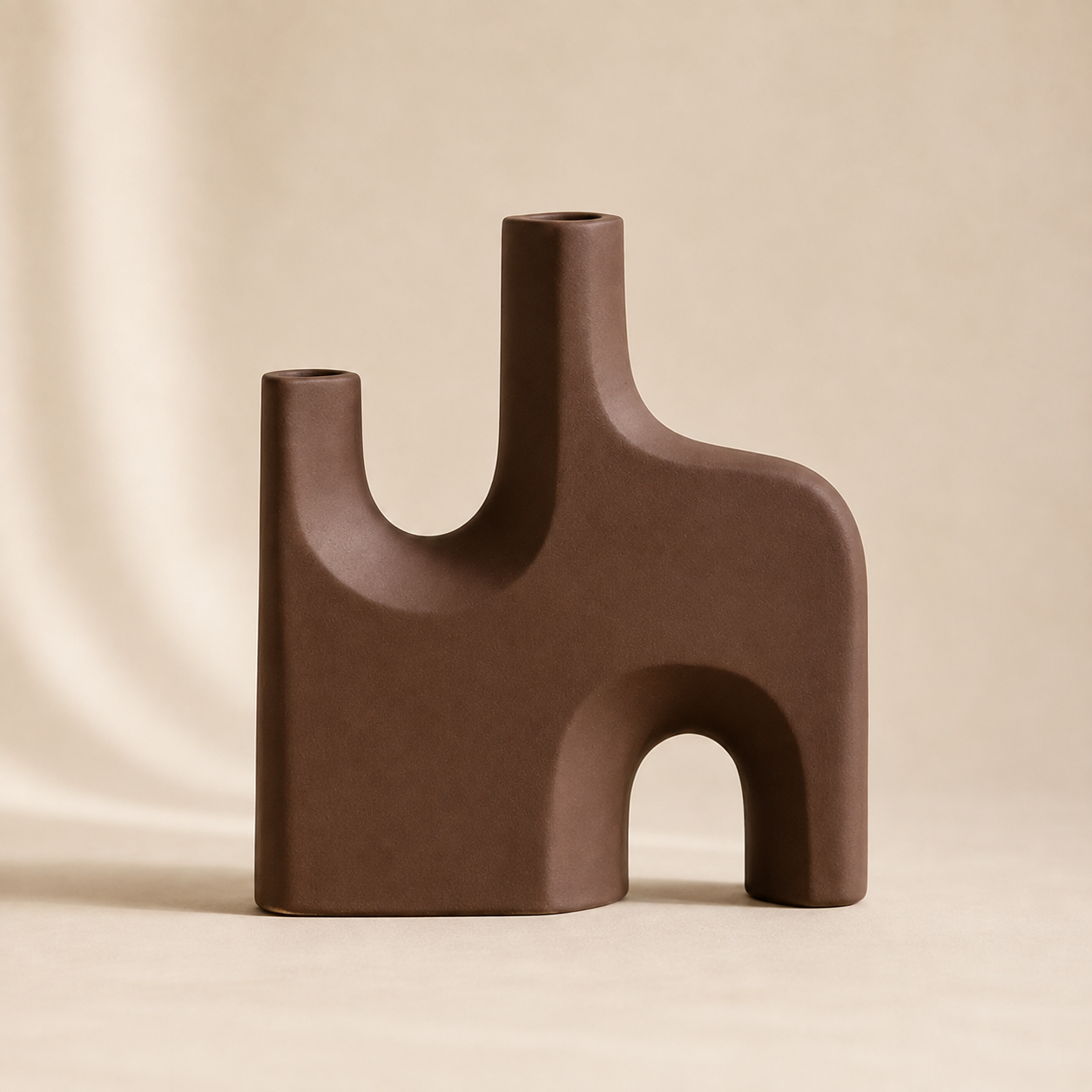 Modern Sculptural Brown Vase – Abstract Minimalist Flower Vase for Home Décor